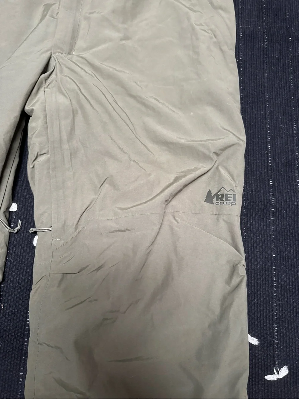 REI Men's Olive Green Bib Snow Joggers with Black Straps
